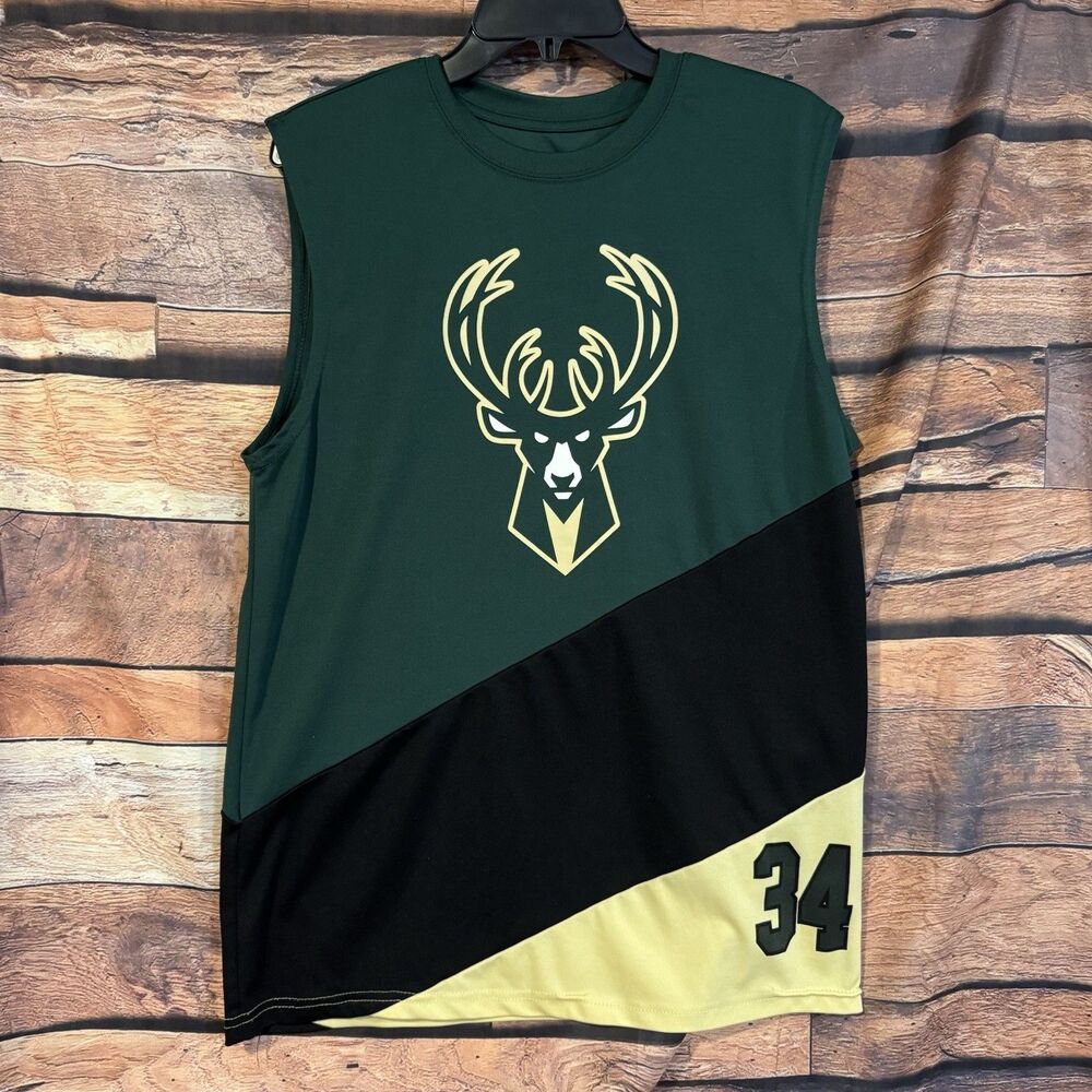 NBA Milwaukee Bucks Giannis Antetokounmpo #34 Sleeveless Jersey Shirt Green M